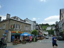 The "center" of the village with some of the typical Belgian French Fries fast food restaurants